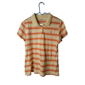 Eleven Venus Williams Size XL Women's Polo Shirt Yellow Orange Striped Top